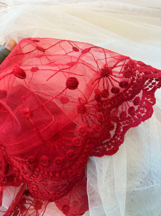 Sublime Nuisette Tulle Rouge — Grande Taille, Fait Main