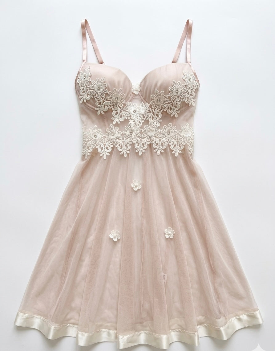 Nuisette Vaporeuse Poudre en Tulle
