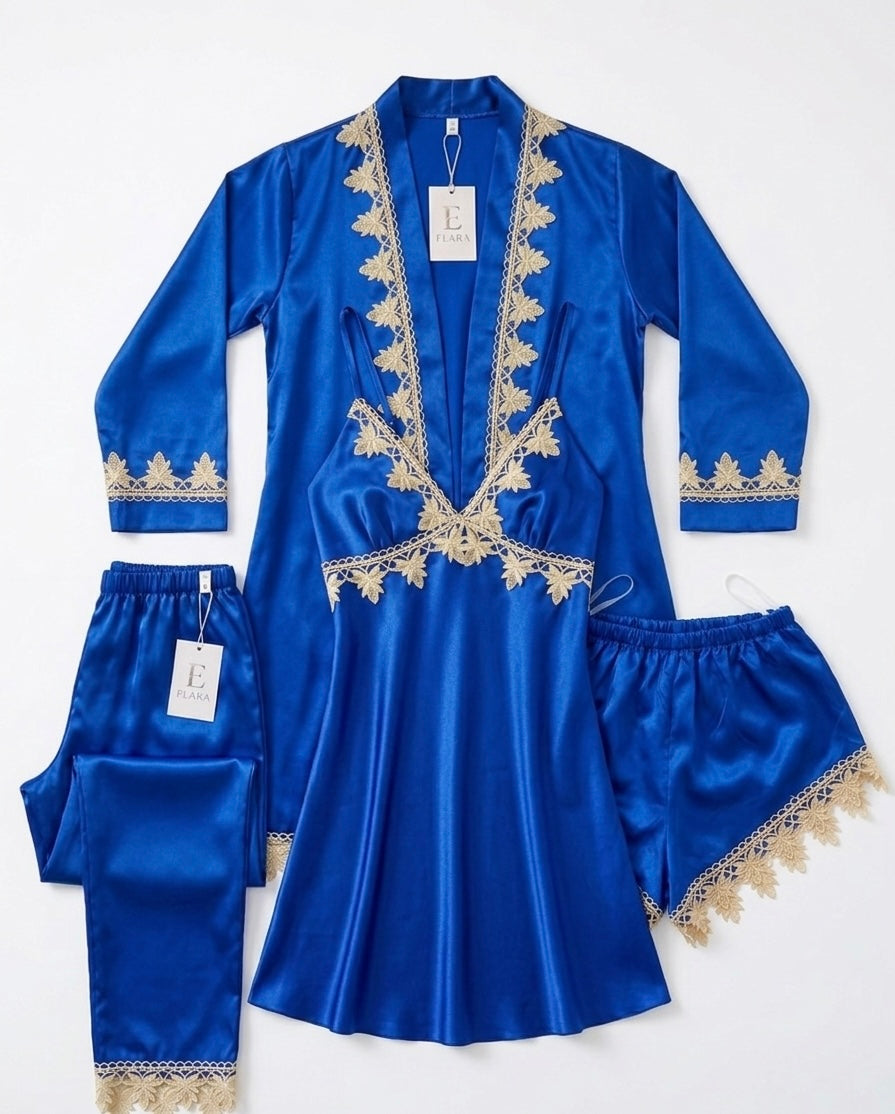 Ensemble Peignoir Luxe en Soie – Set 4 Pièces made in Turquie