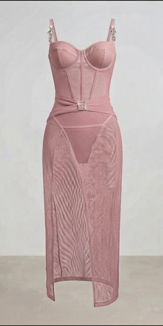 Nuisette deux pièces rose poudré