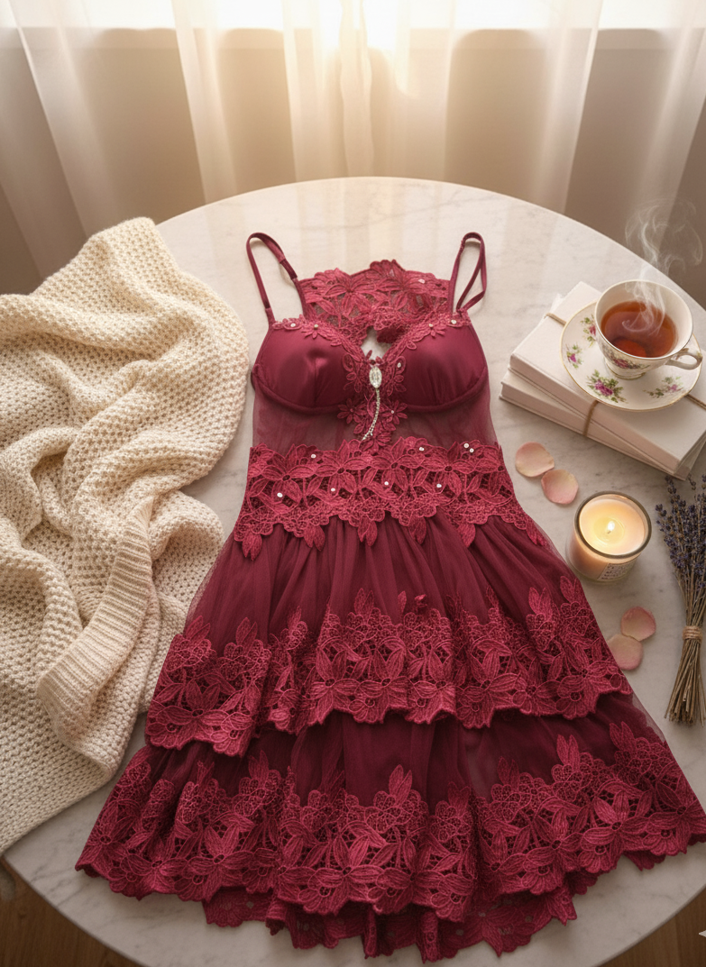 Nuisette Nuit Etoilee en Tulle et Dentelle - Elegance et Feminite