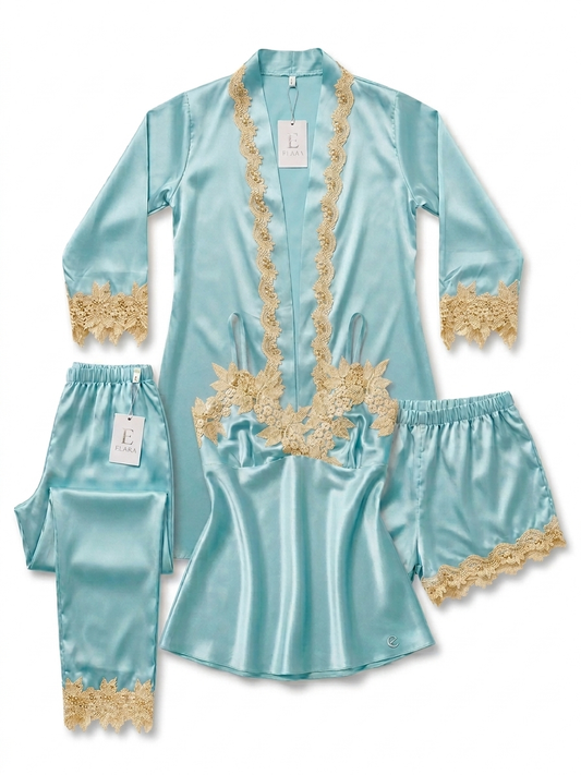 Ensemble Peignoir Luxe en Soie – Set 4 Pièces made in Turquie