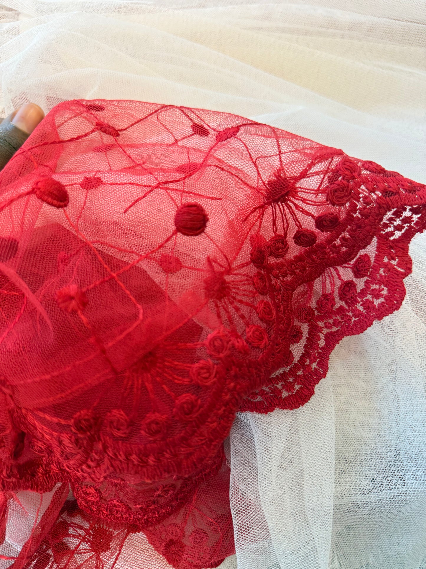 Sublime Nuisette Tulle Rouge — Grande Taille, Fait Main